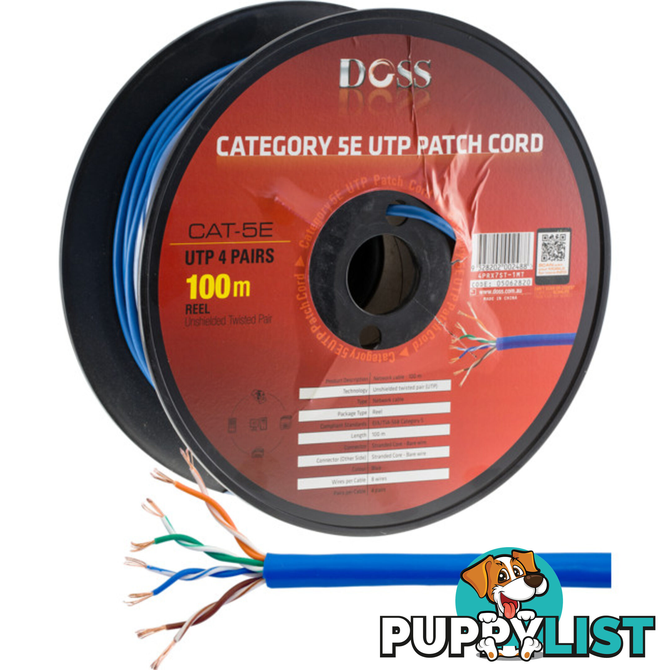 C5RSTBLU CAT5E STRANDED CABLE BLUE 100M ROLL CODE