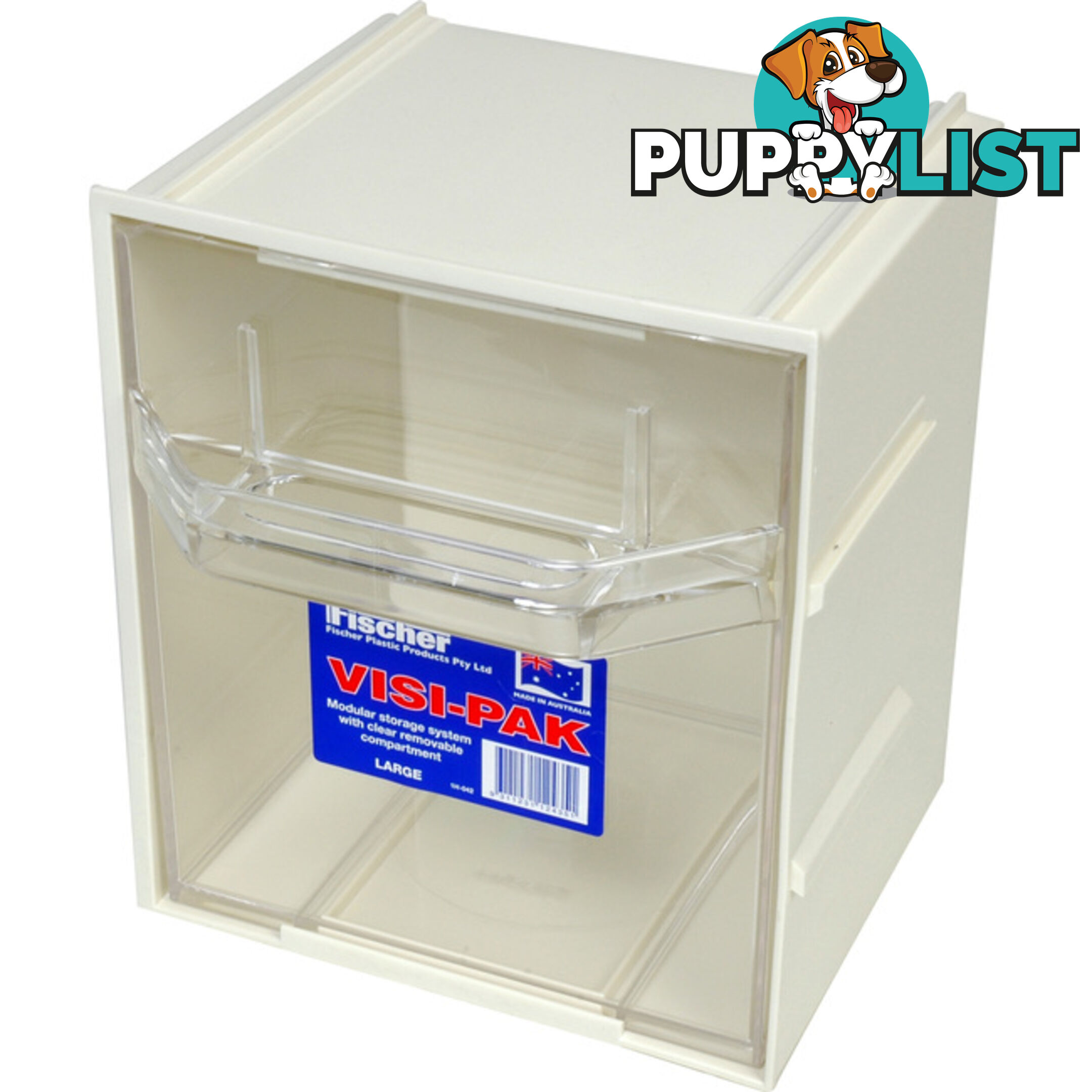 1H042 LARGE VISI PAK STORAGE DRAWER WITH CLIPS - FISCHER PLASTIC