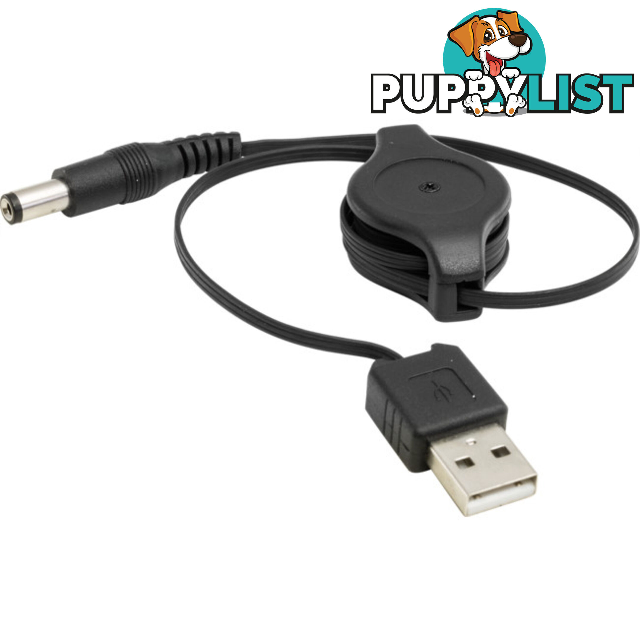 LC7225 0.8M RETRACTABLE USB TO DC PLUG TO PLUG USB2 TO 2.1MM DC