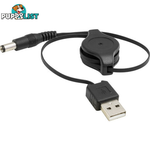 LC7225 0.8M RETRACTABLE USB TO DC PLUG TO PLUG USB2 TO 2.1MM DC