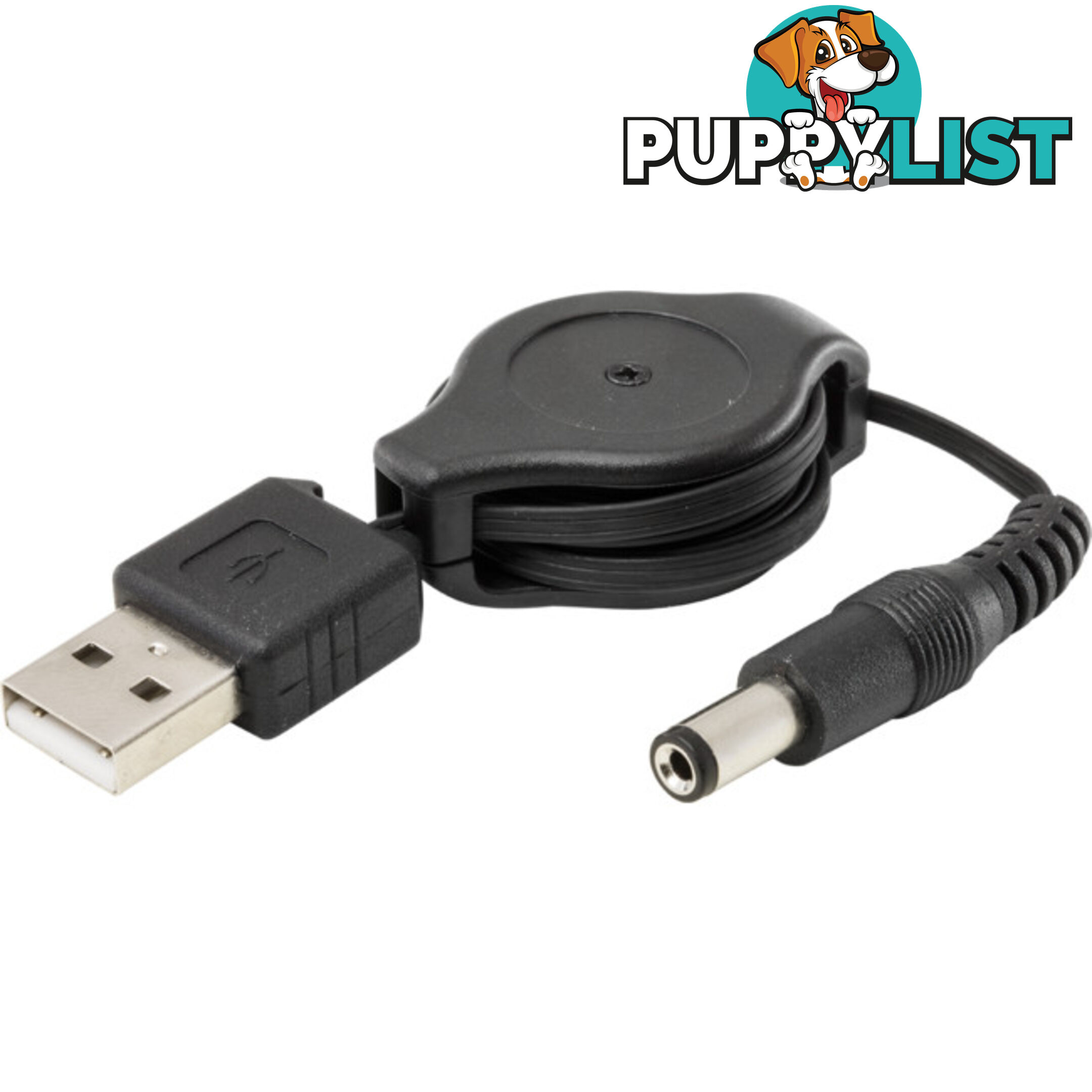 LC7225 0.8M RETRACTABLE USB TO DC PLUG TO PLUG USB2 TO 2.1MM DC