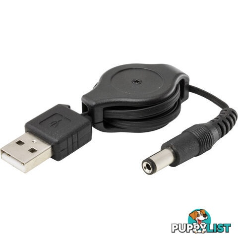 LC7225 0.8M RETRACTABLE USB TO DC PLUG TO PLUG USB2 TO 2.1MM DC