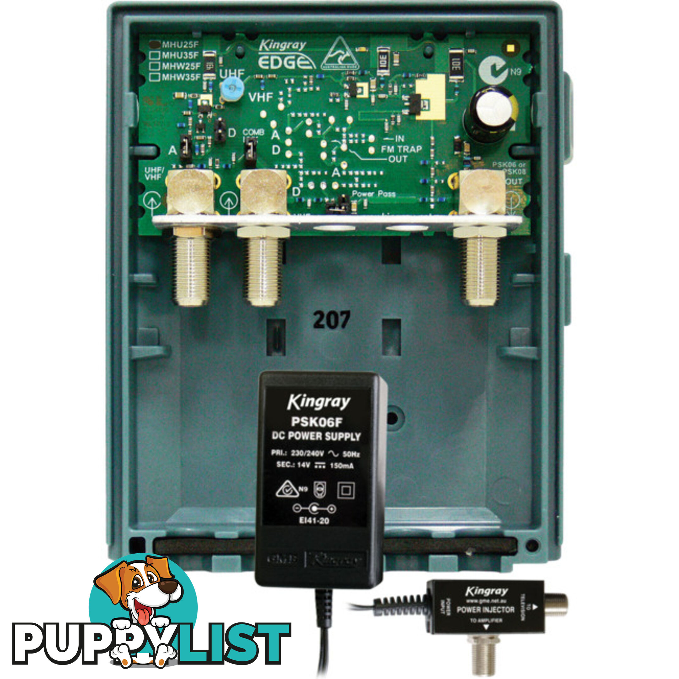 MHU25FP 25DB UHF MASTHEAD 'F' TYPE WITH LTE/4G FILTERING KINGRAY