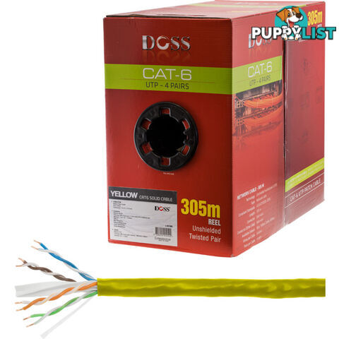 C6RYLW 305M CAT6 SOLID CABLE YELLOW SOLD AS 305M ROLL ONLY