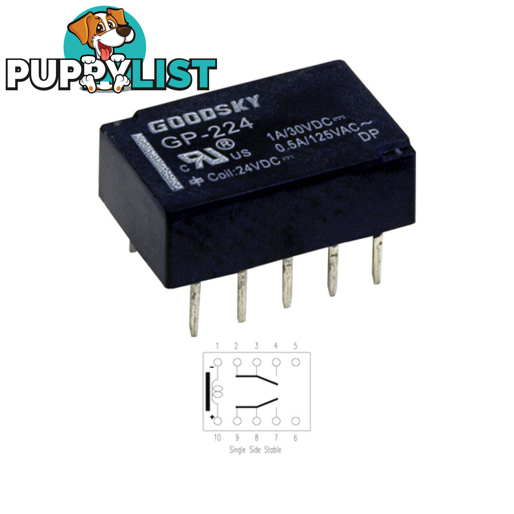 GP224 24V DC 1A COMPACT RELAY LOW PROFILE DIL PITCH