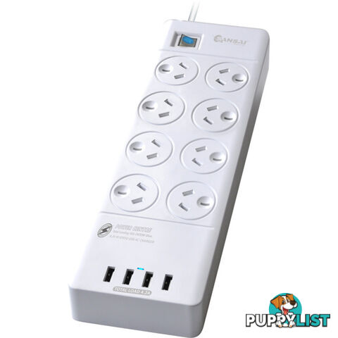 PAD4088H 8 WAY POWER BOARD WITH USB SURGE 4 USB 4.2A SANSAI