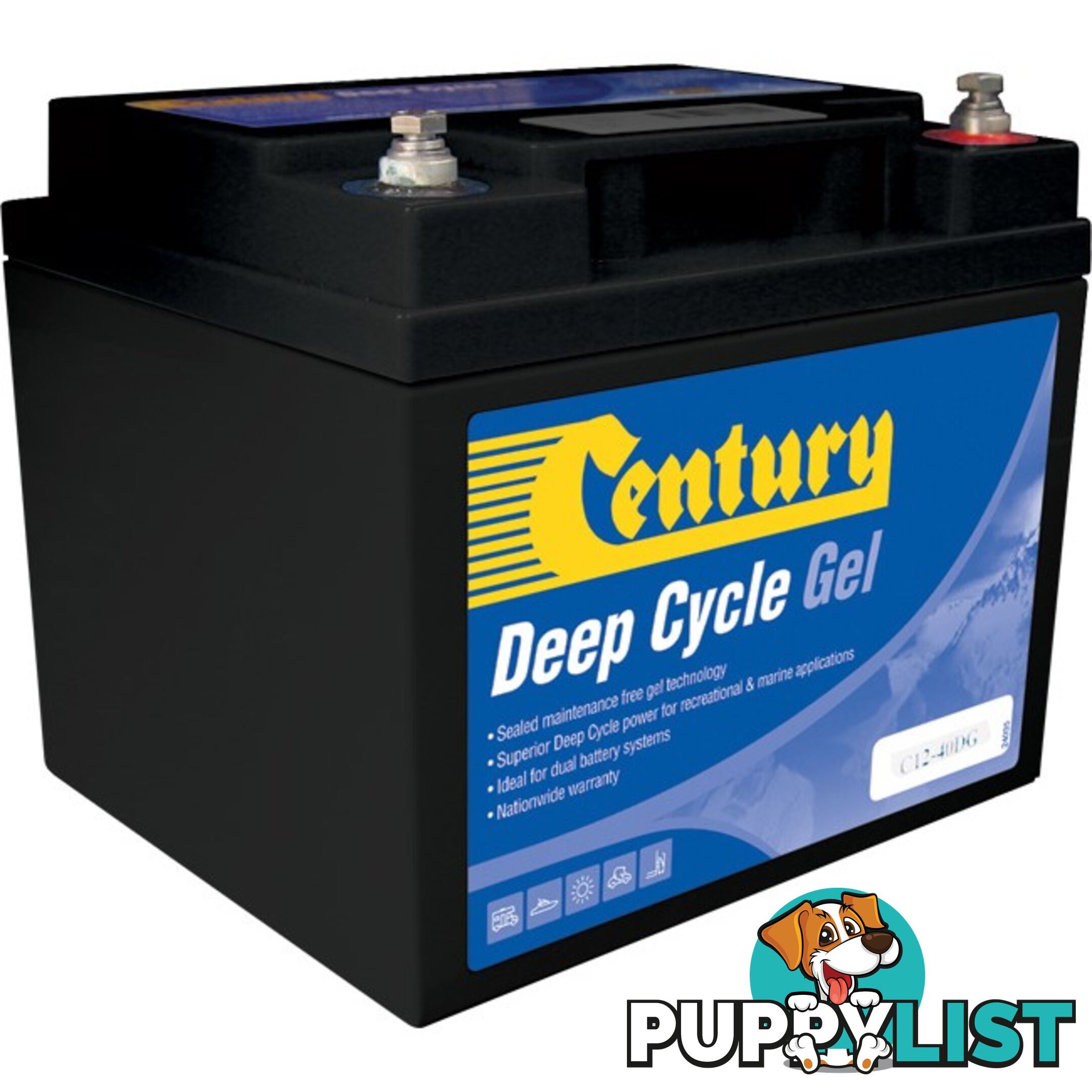 C12-40DG 12V 40AMP DEEP CYCLE GEL BATTERY - CENTURY