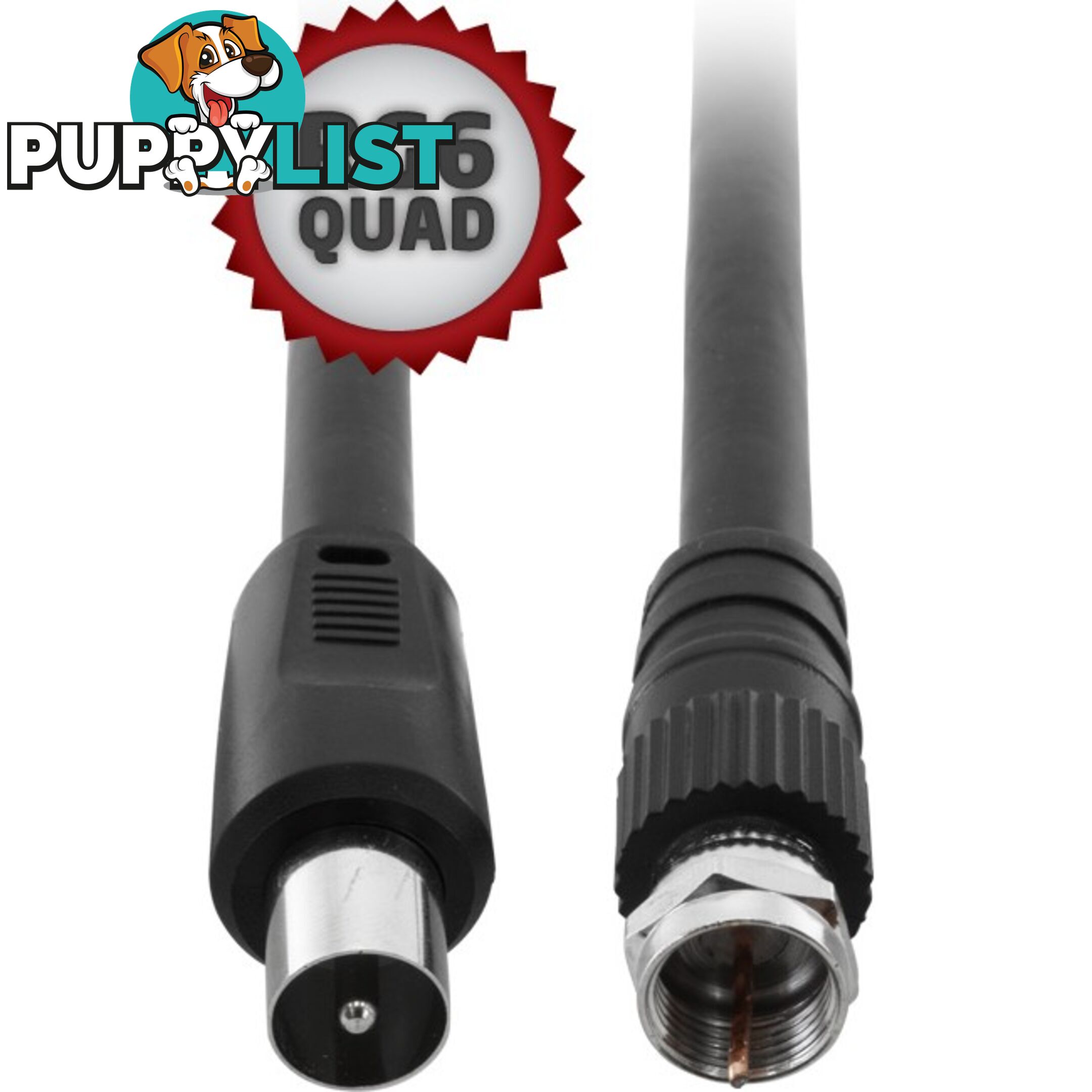 FL6Q-1.5PF 1.5M RG6QUAD PAL TO 'F' LEAD PAL TO 'F' FLYLEAD - BLACK