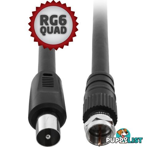 FL6Q-1.5PF 1.5M RG6QUAD PAL TO 'F' LEAD PAL TO 'F' FLYLEAD - BLACK