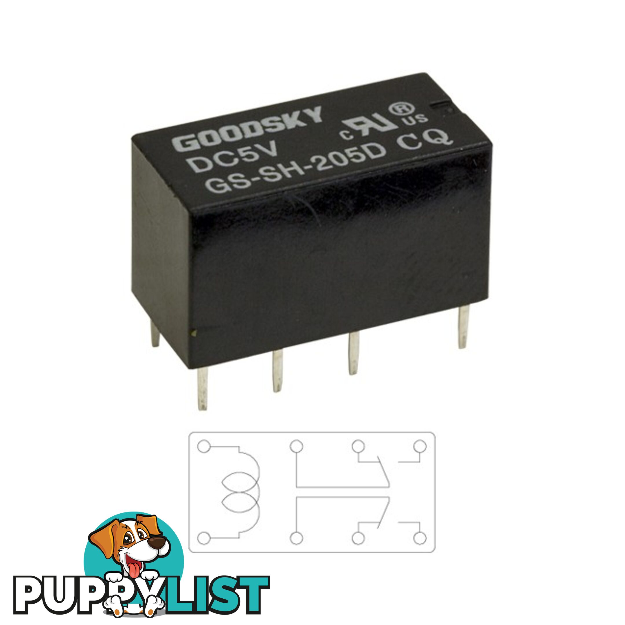 GSSH205D 5V DC 2A DUAL INLINE RELAY DOUBLE POLE