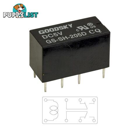 GSSH205D 5V DC 2A DUAL INLINE RELAY DOUBLE POLE