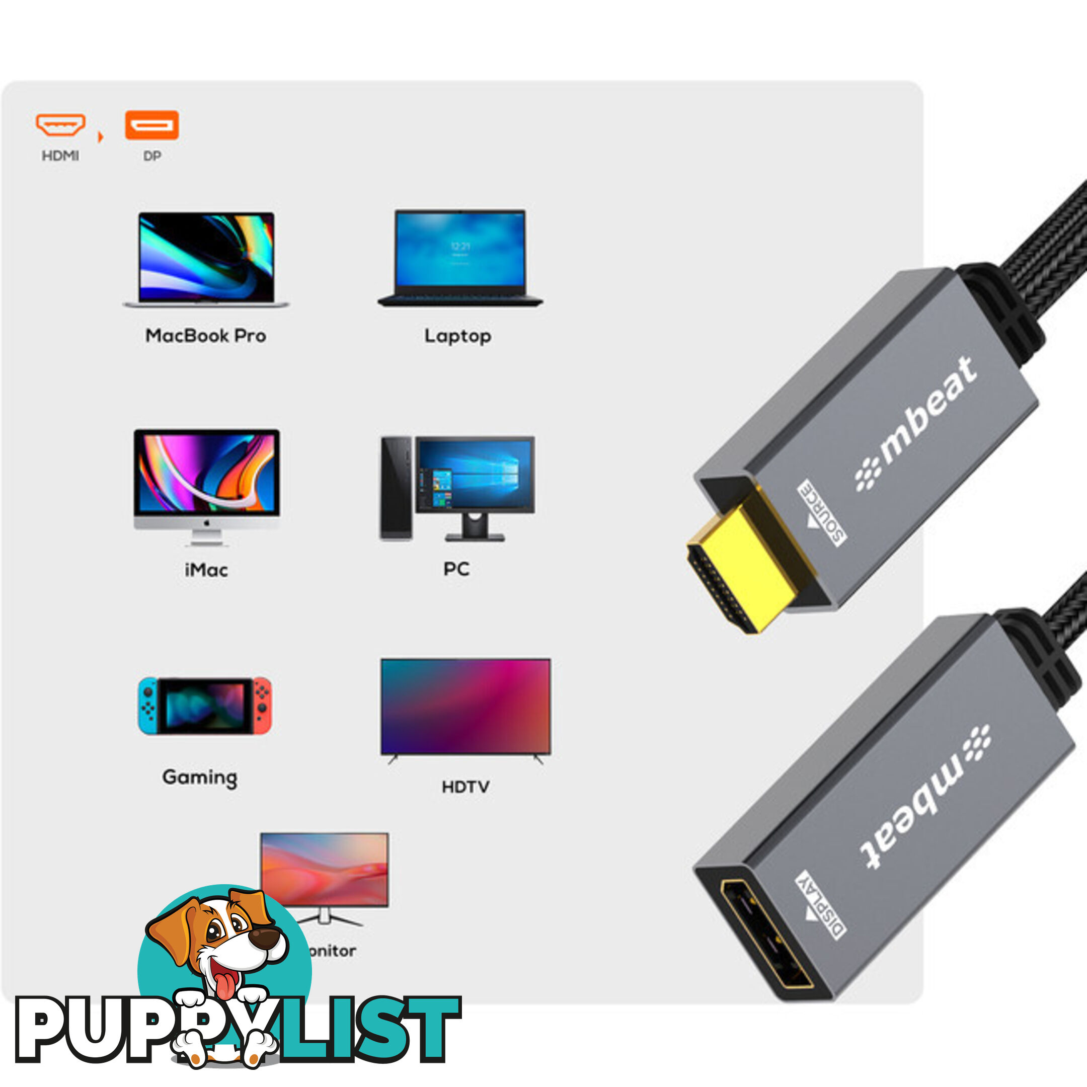 LC7994 4K HDMI TO DISPLAY PORT ADAPTER WITH USB POWER TOUGH LINK