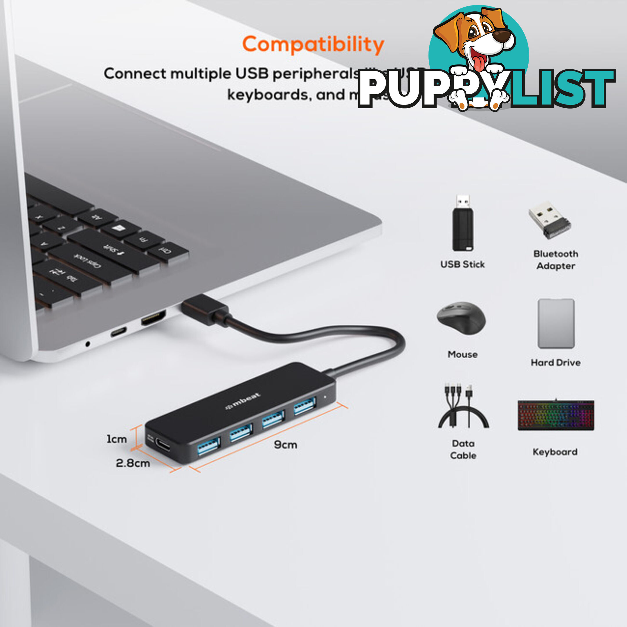 U3H5K 4 PORT USB3.0 HUB WITH USB-C DC PORT