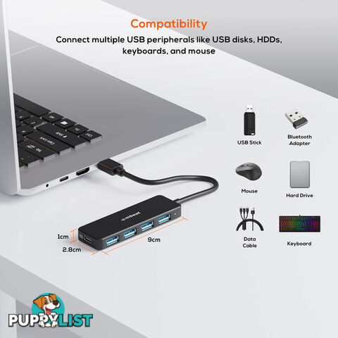 U3H5K 4 PORT USB3.0 HUB WITH USB-C DC PORT