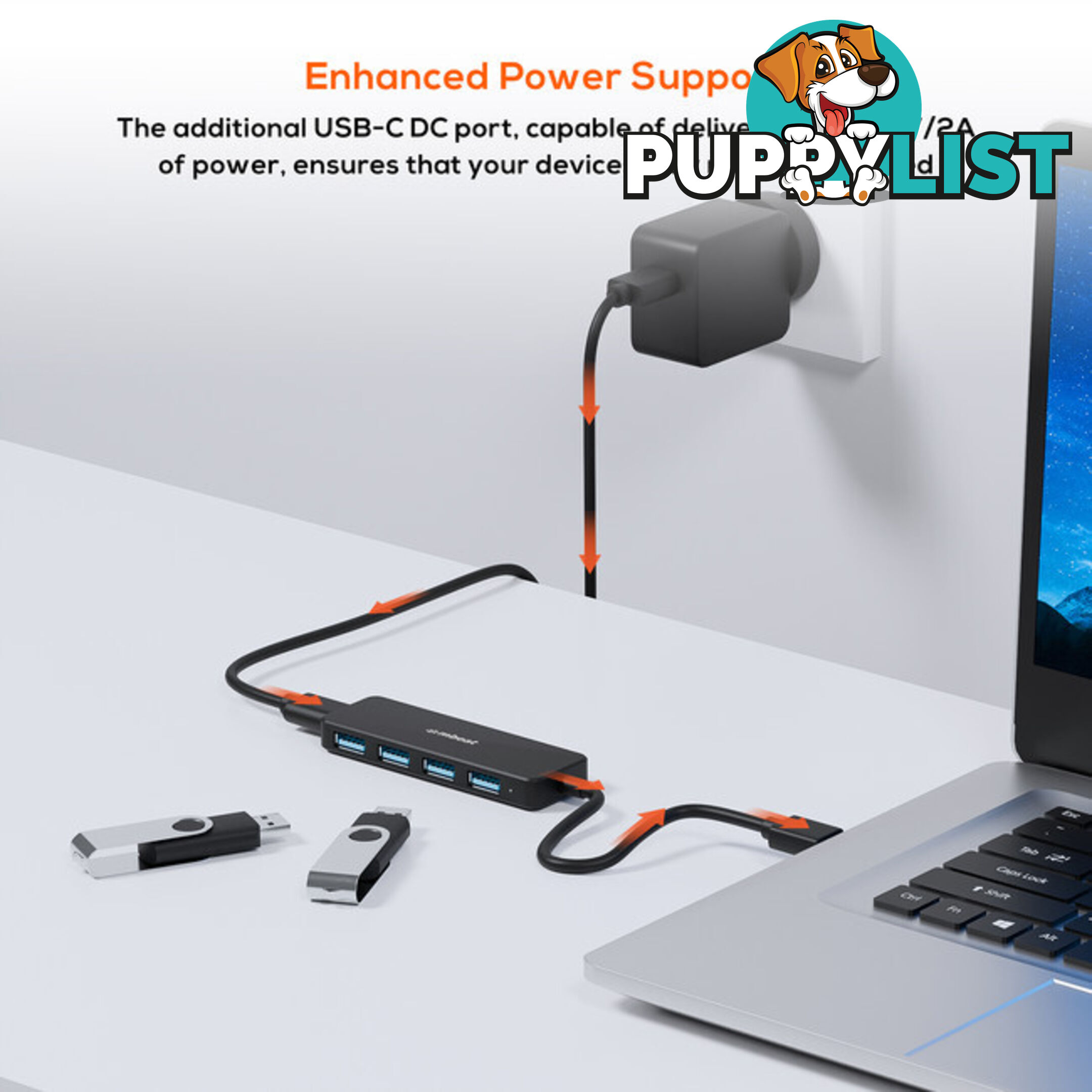 U3H5K 4 PORT USB3.0 HUB WITH USB-C DC PORT