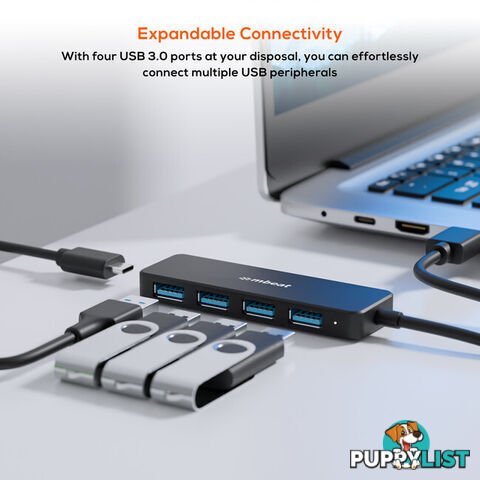 U3H5K 4 PORT USB3.0 HUB WITH USB-C DC PORT