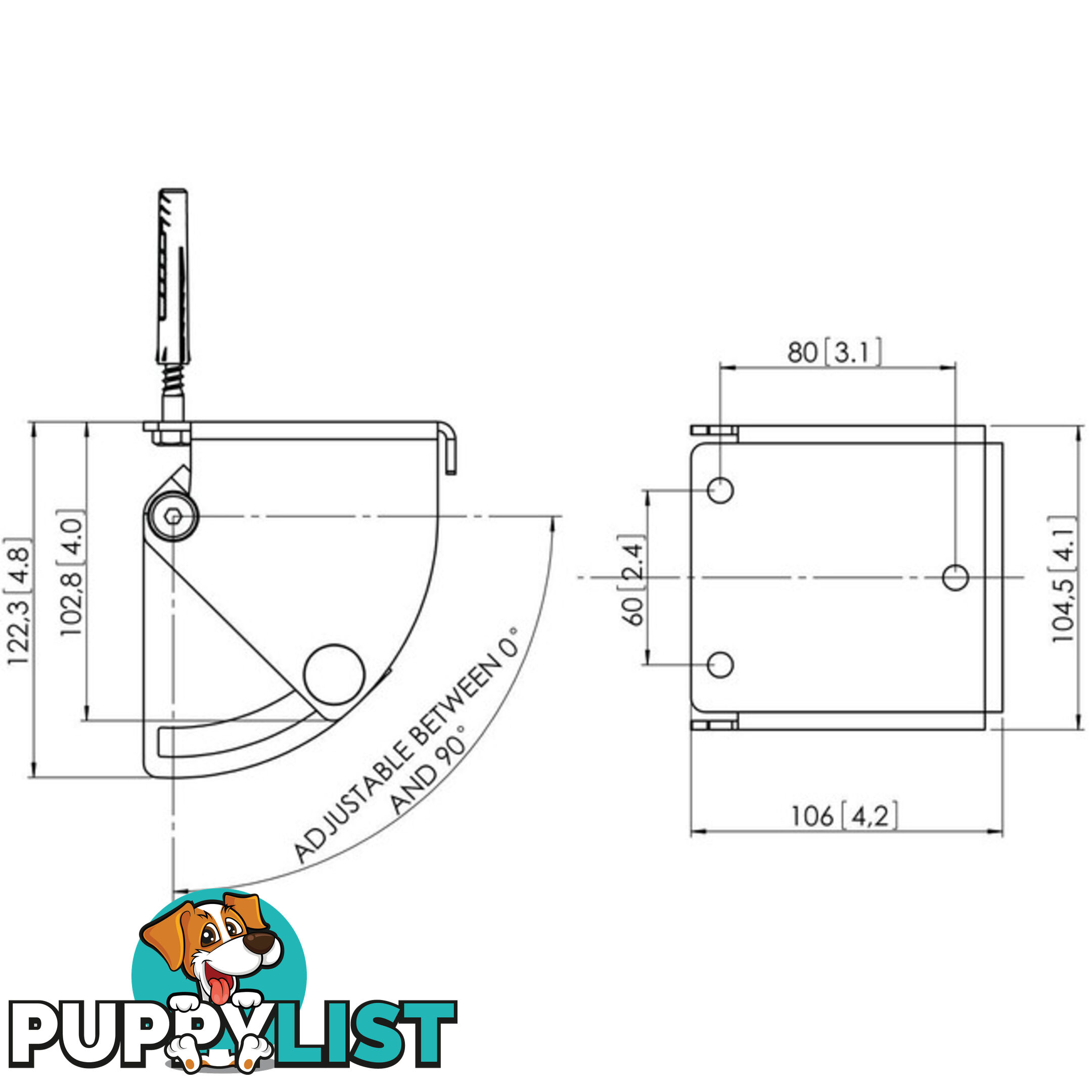 PUC1030 CEILING PLATE TURN AND TILT SUITS CONNECT IT SYSTEM