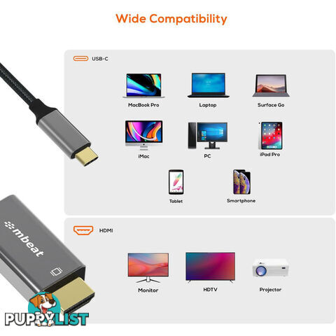 LC7976 1.8M USB-C TO HDMI CABLE 4K TOUGHLINK