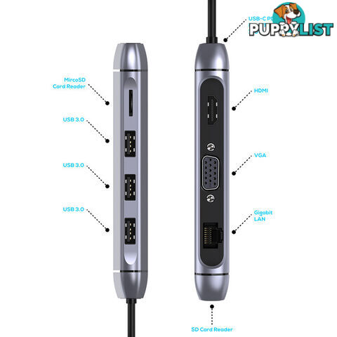 UCDX9 ELITE X9 9 IN 1 USB-C DOCKING STATION PD GIGA LAN HDMI VGA