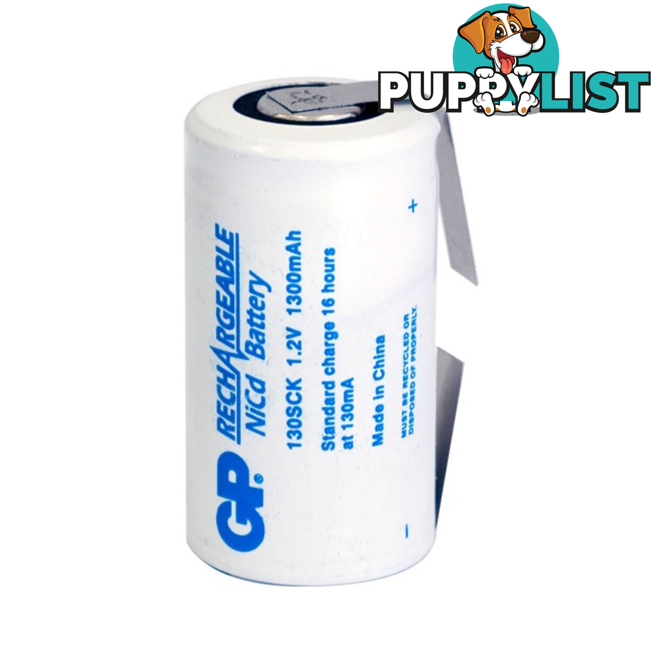 GP130SCRT 1300MAH 1.2V NICAD SUB C WITH TAGS RECHARGEABLE BATTERY GP