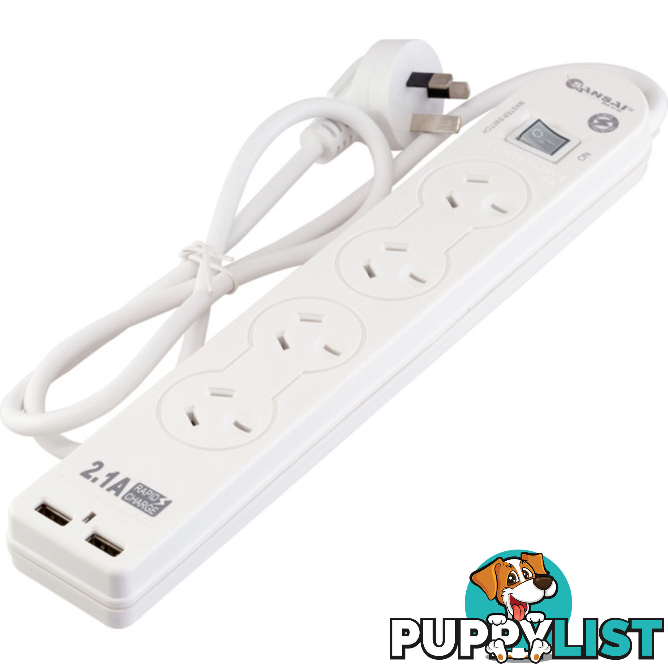 PAD502USB 4 WAY POWERBOARD WITH 2 USB MASTER SWITCH