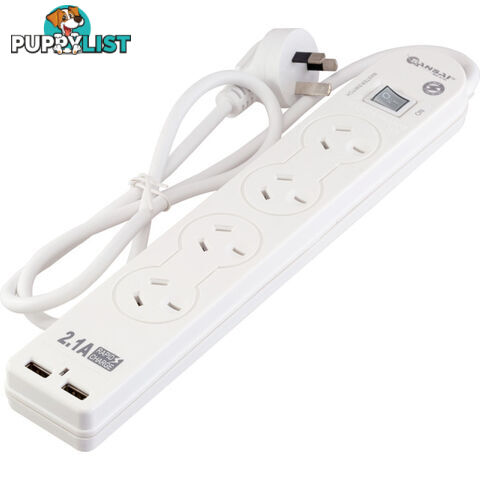 PAD502USB 4 WAY POWERBOARD WITH 2 USB MASTER SWITCH