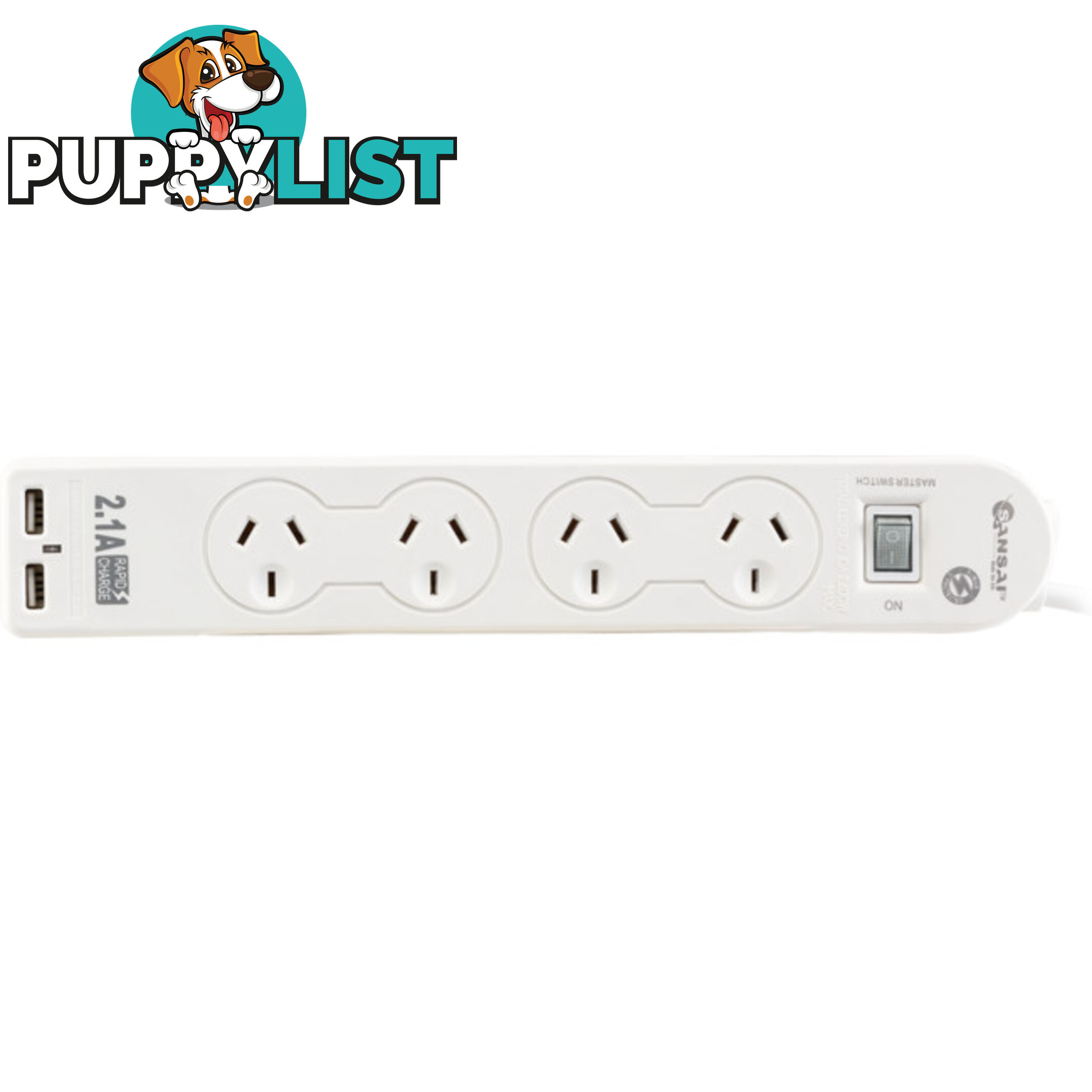 PAD502USB 4 WAY POWERBOARD WITH 2 USB MASTER SWITCH