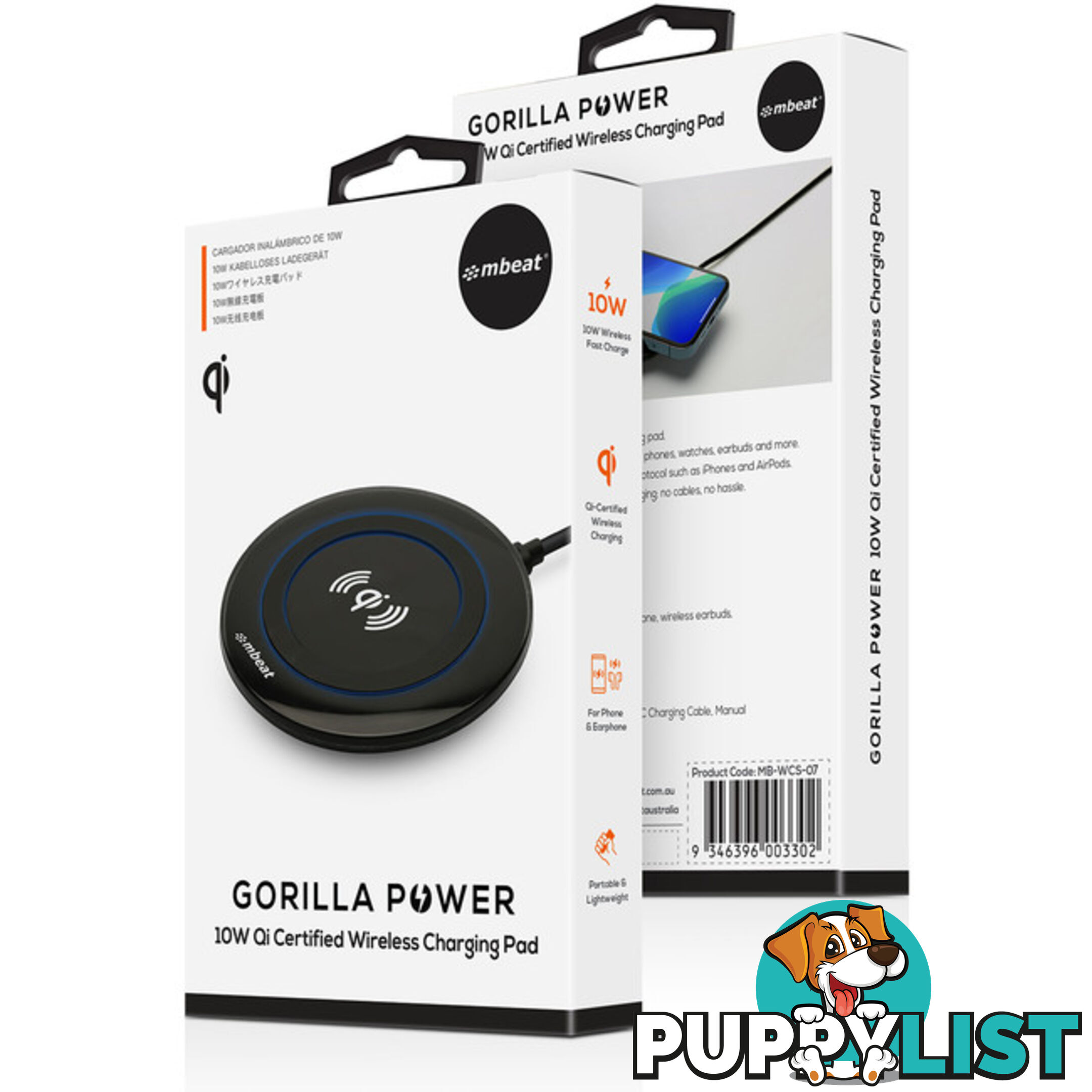 WCS07 10W QI WIRELESS CHARGING PAD GORILLA POWER