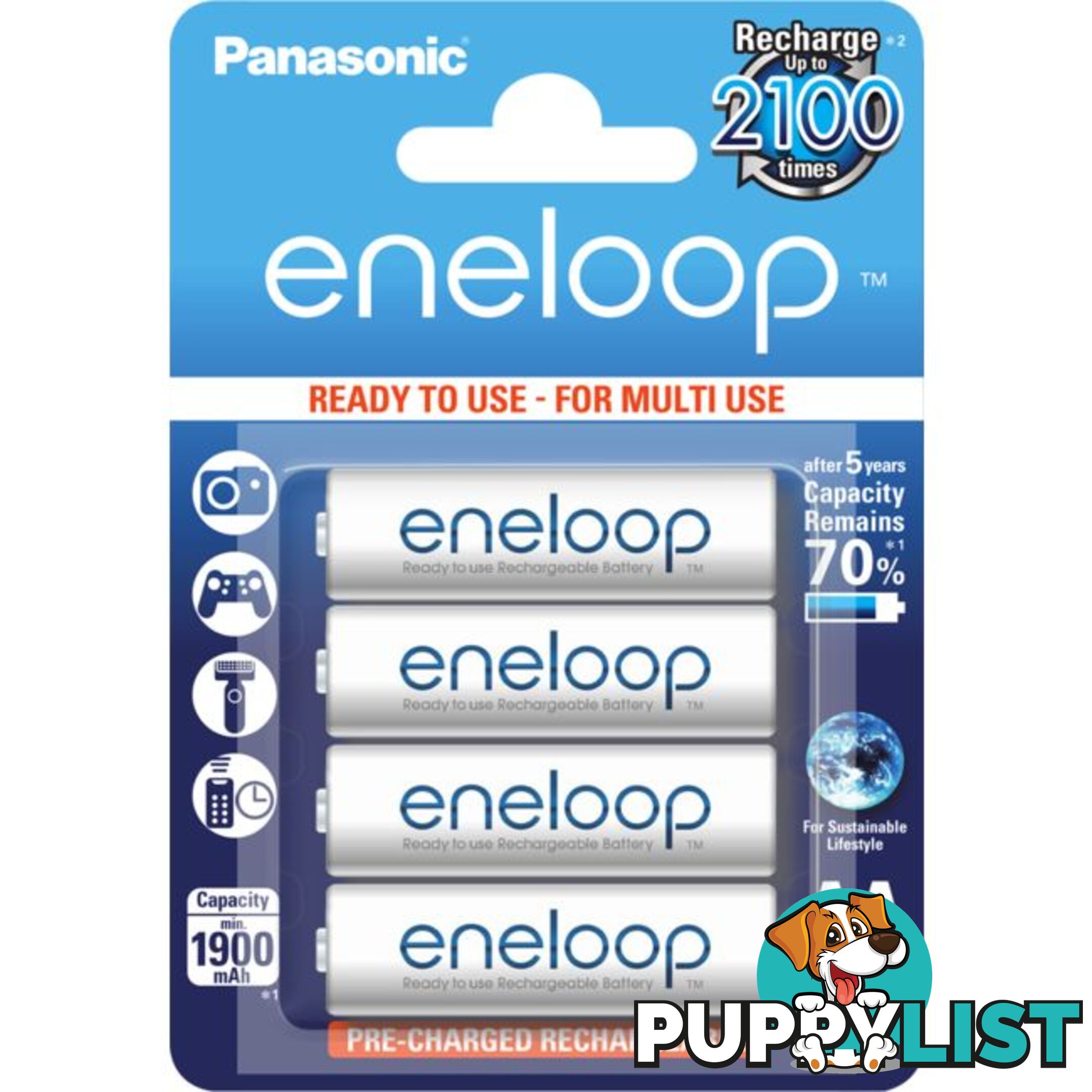 BK3MCCE4BA 4 PACK AA ENELOOP BATTERIES RECHARGEABLE LSD PANASONIC