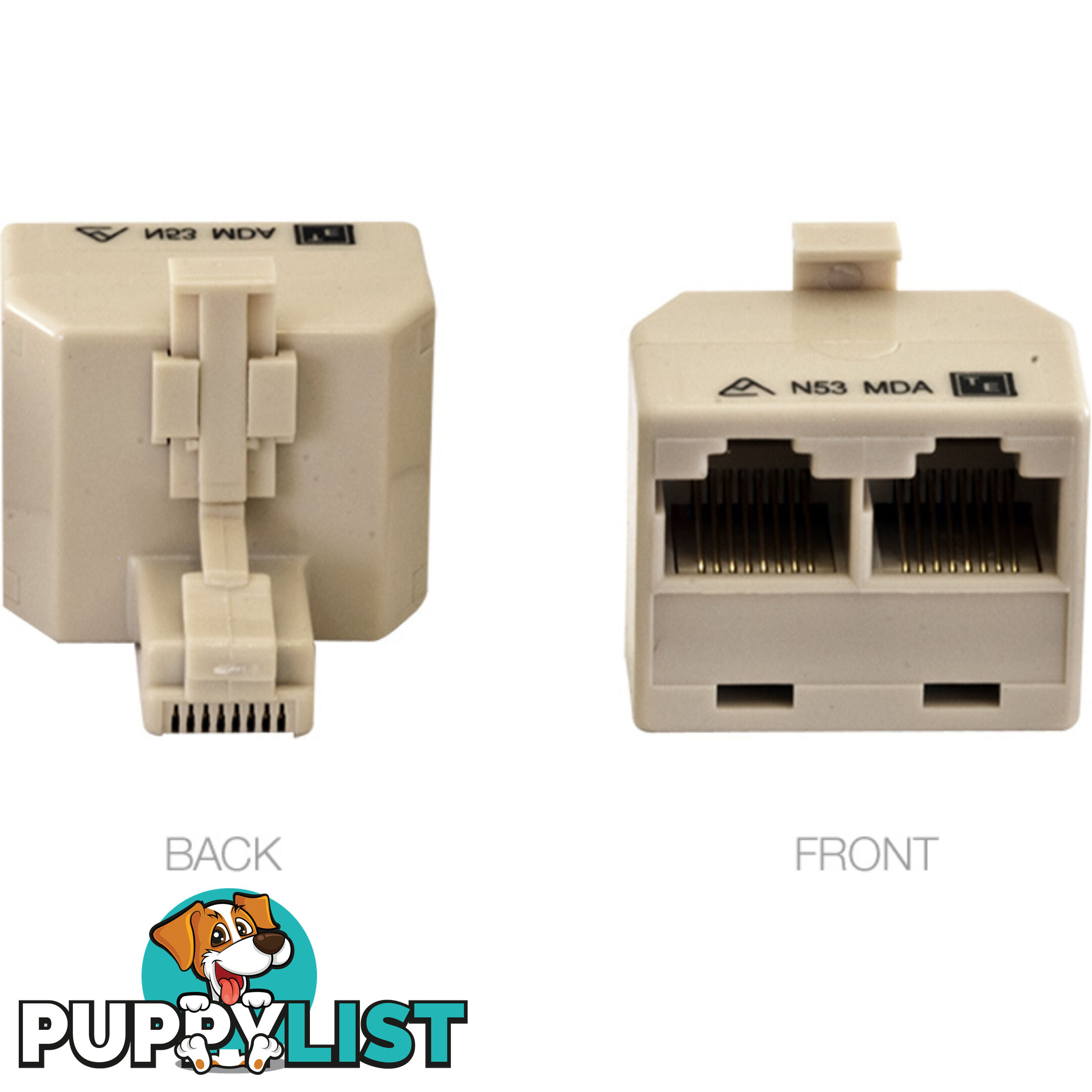 MDA88B/IVY 8P8C RJ45 DOUBLE ADAPTOR ONE SOCKET TO TWO TEL5003