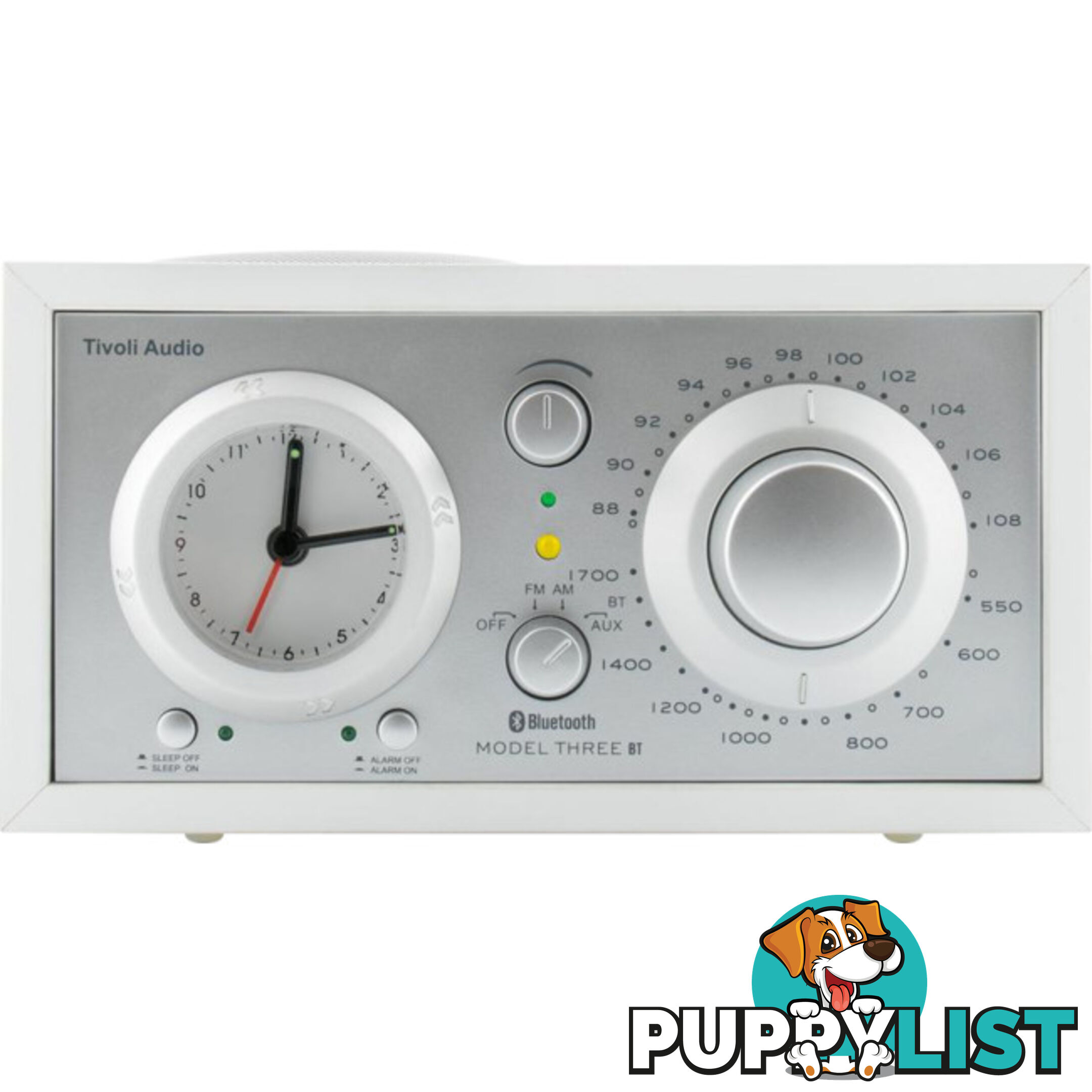 M3USBTWHT MODEL THREE BT - WHITE/ SILVER BLUETOOTH AM/FM CLOCK RADIO