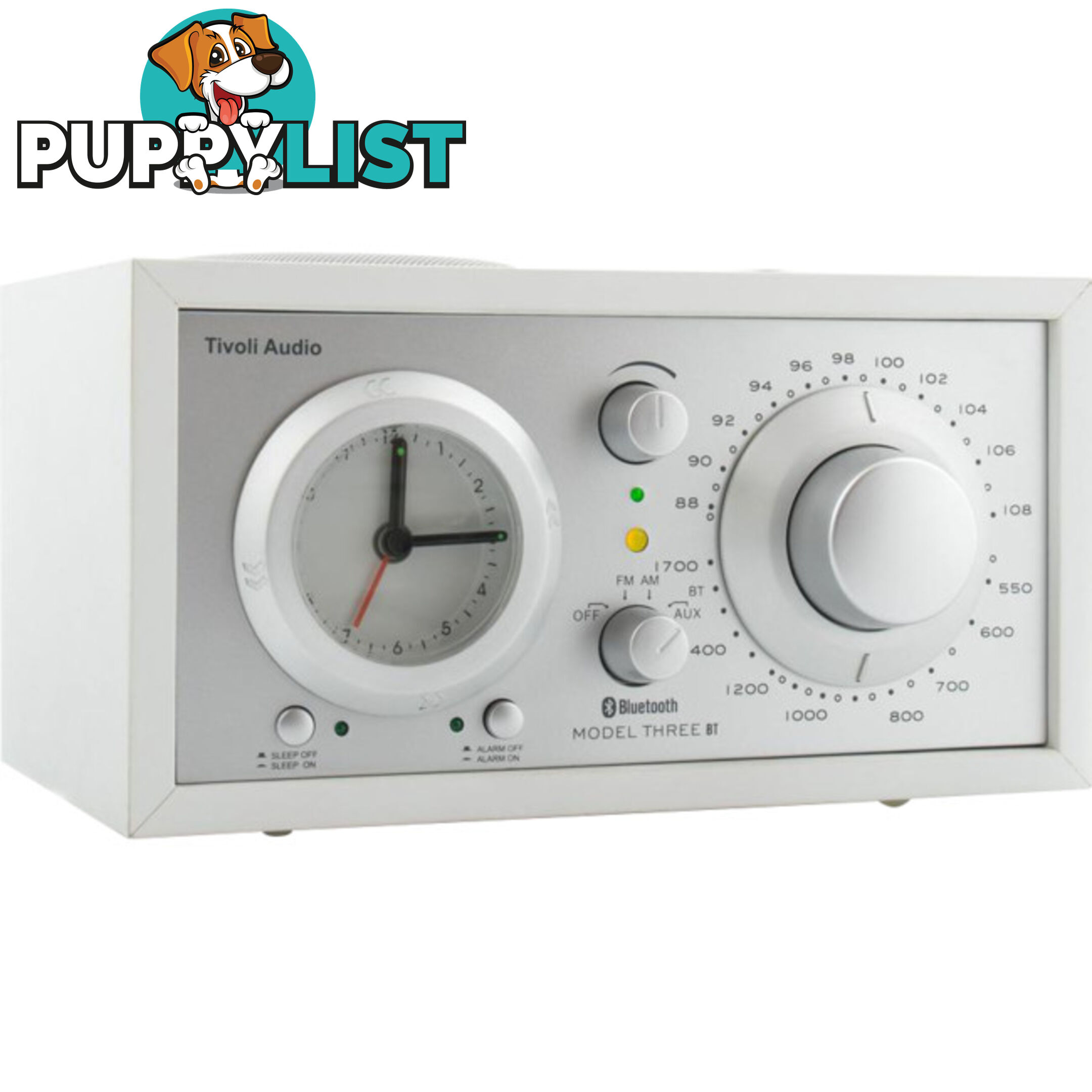 M3USBTWHT MODEL THREE BT - WHITE/ SILVER BLUETOOTH AM/FM CLOCK RADIO