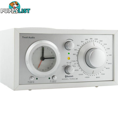 M3USBTWHT MODEL THREE BT - WHITE/ SILVER BLUETOOTH AM/FM CLOCK RADIO