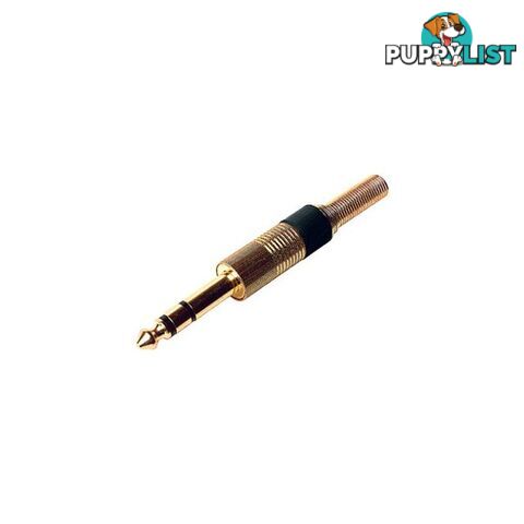 PD1452 6.3MM GOLD STEREO PHONO PLUG BLACK - SPRING PROTECTION