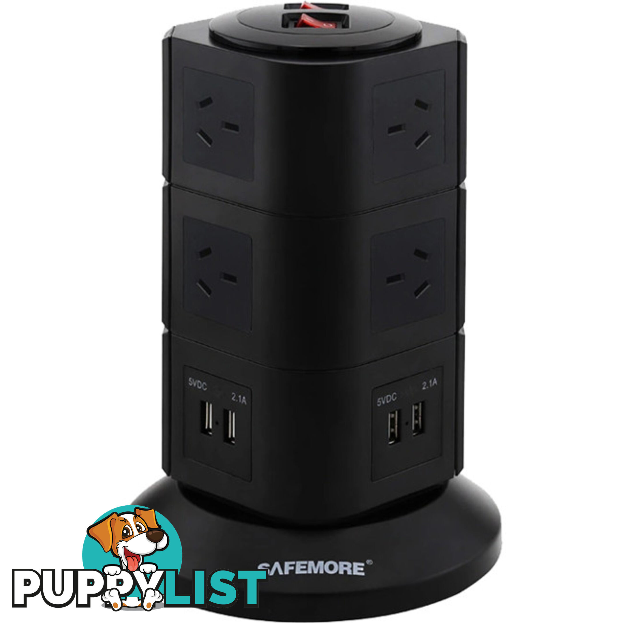 PS3BK THREE LEVEL POWER STACKER 10 GPO 4 USB BLACK SURGE