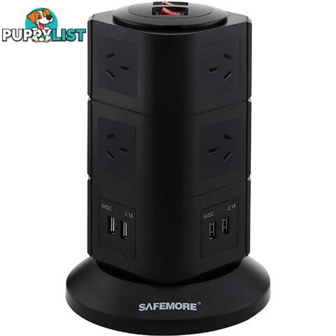 PS3BK THREE LEVEL POWER STACKER 10 GPO 4 USB BLACK SURGE