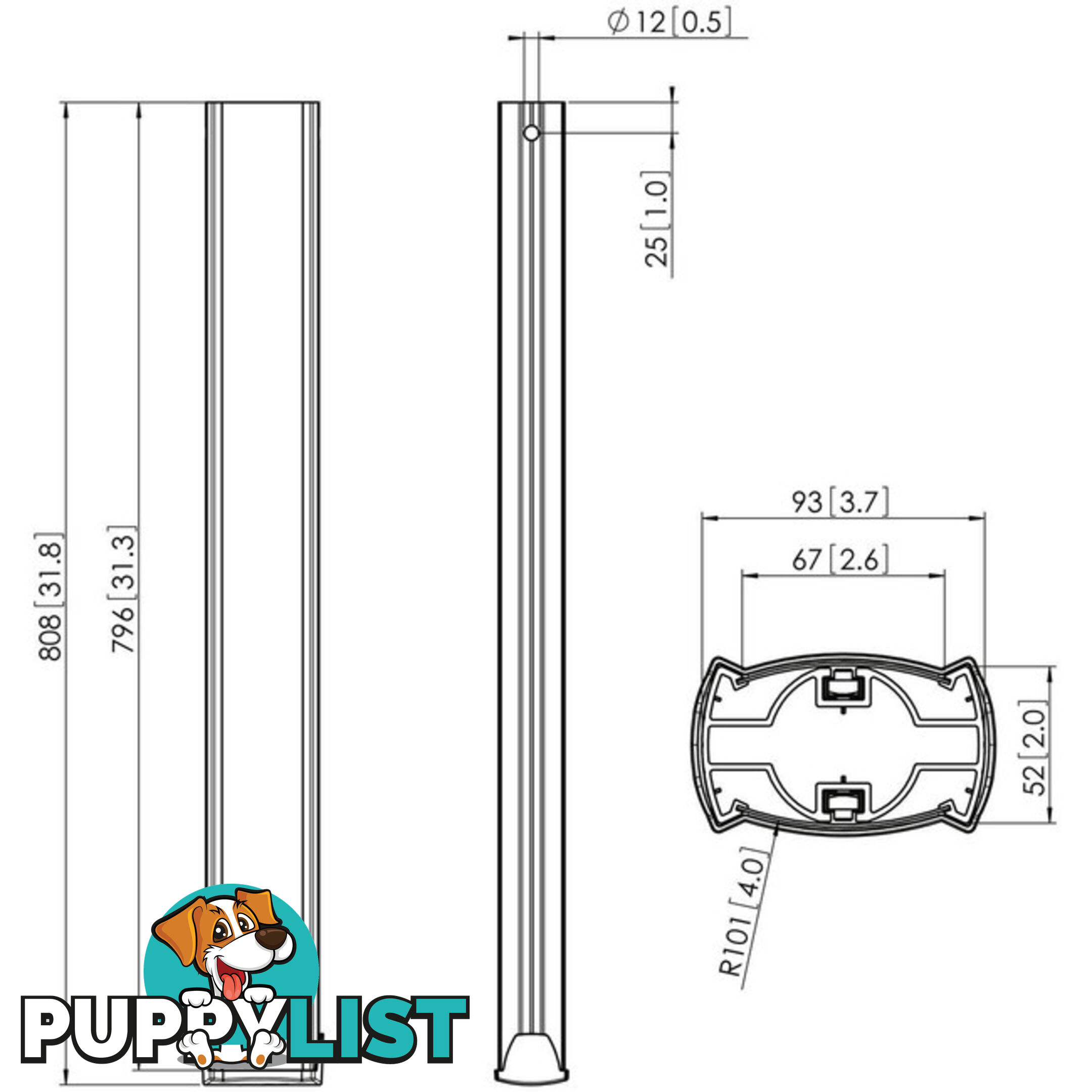 PUC2508 80CM POLE VOGELS