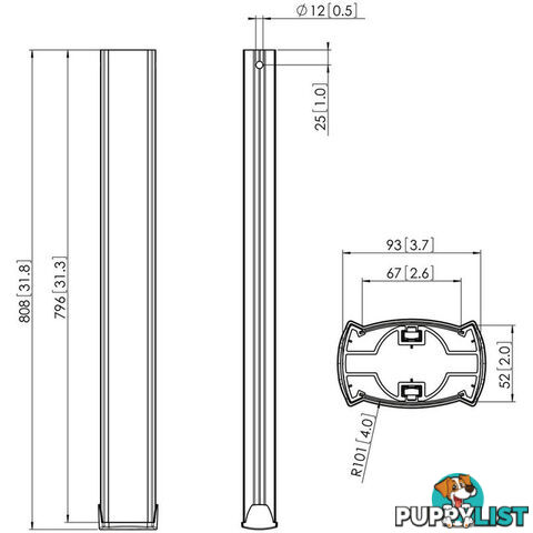 PUC2508 80CM POLE VOGELS