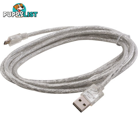 LC7243 TRANSPARENT MICRO USB LEAD 2M DOUBLE SIDED USB-A PLUG USB-B