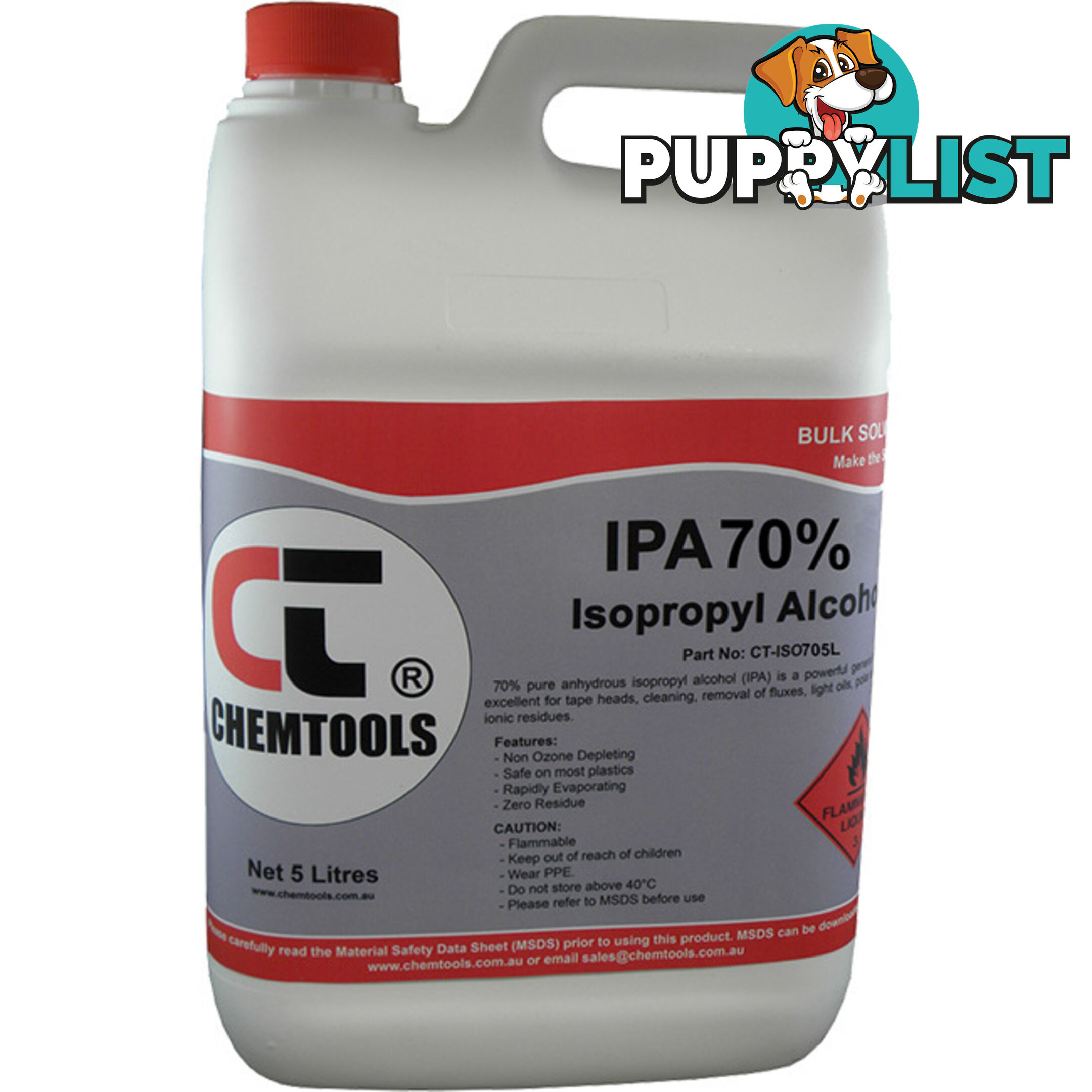 ISO705L 70% PURE ISOPROPYL ALCOHOL 5 LITRE CHEMTOOLS