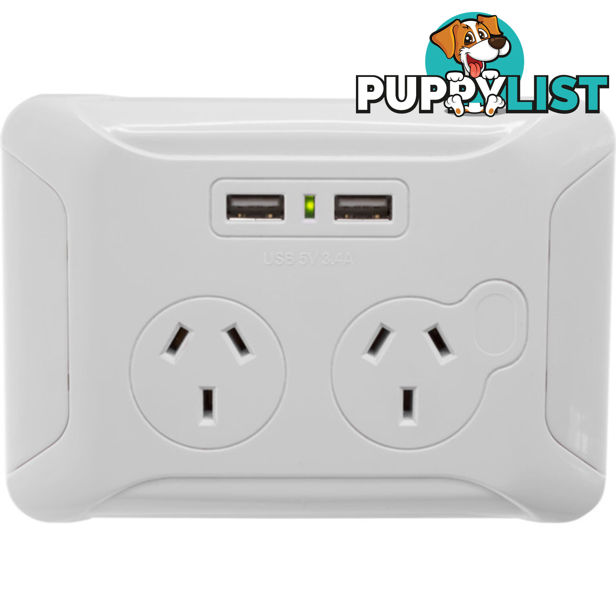 CWPUSB2 CLIP OVER WALL PLATE WITH USB DOUBLE GPO NIGHT LIGHT AC