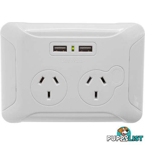 CWPUSB2 CLIP OVER WALL PLATE WITH USB DOUBLE GPO NIGHT LIGHT AC