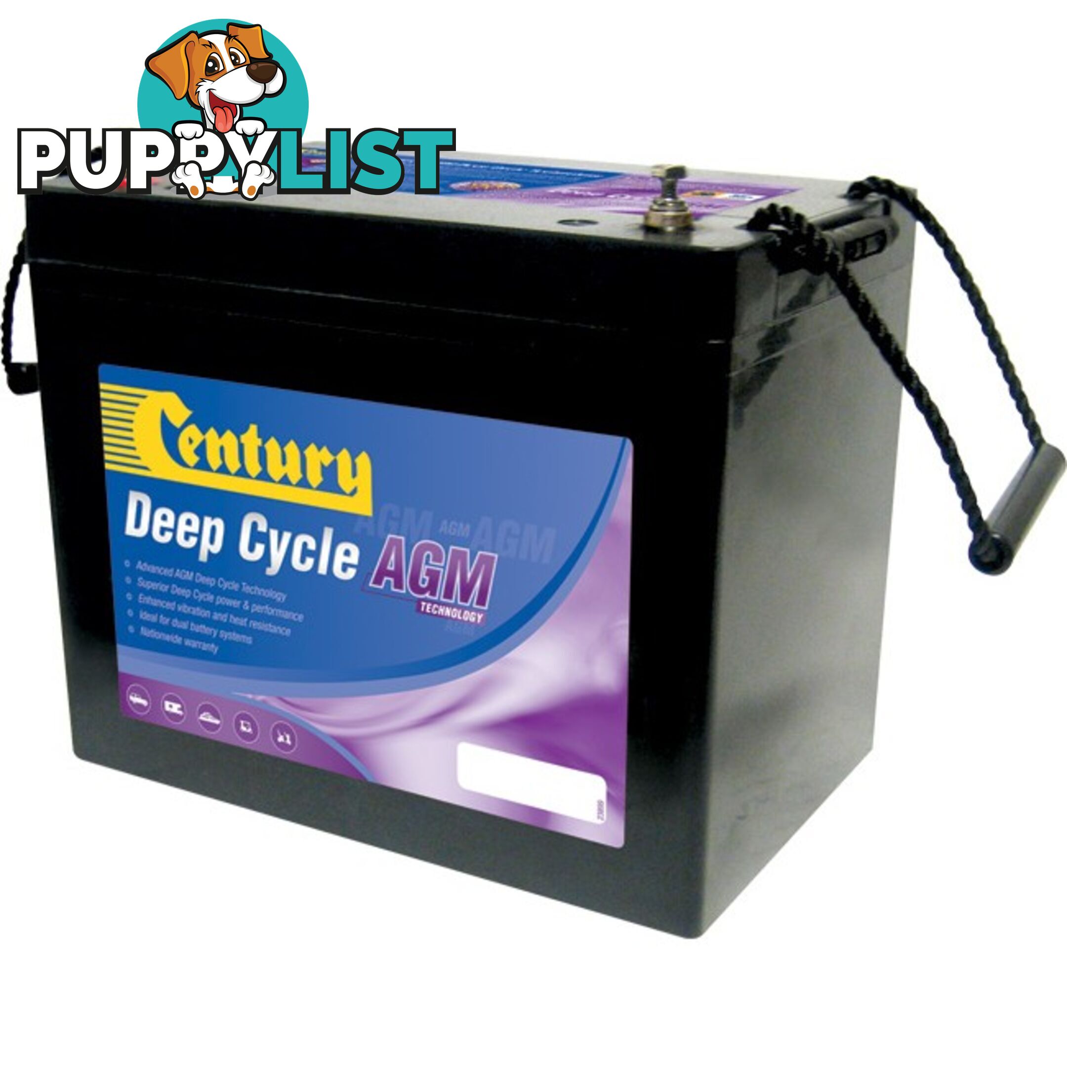 C12-75DA 12V 75AH ABSORBED GLASS MAT AGM DEEP CYCLE BATTERY CENTURY