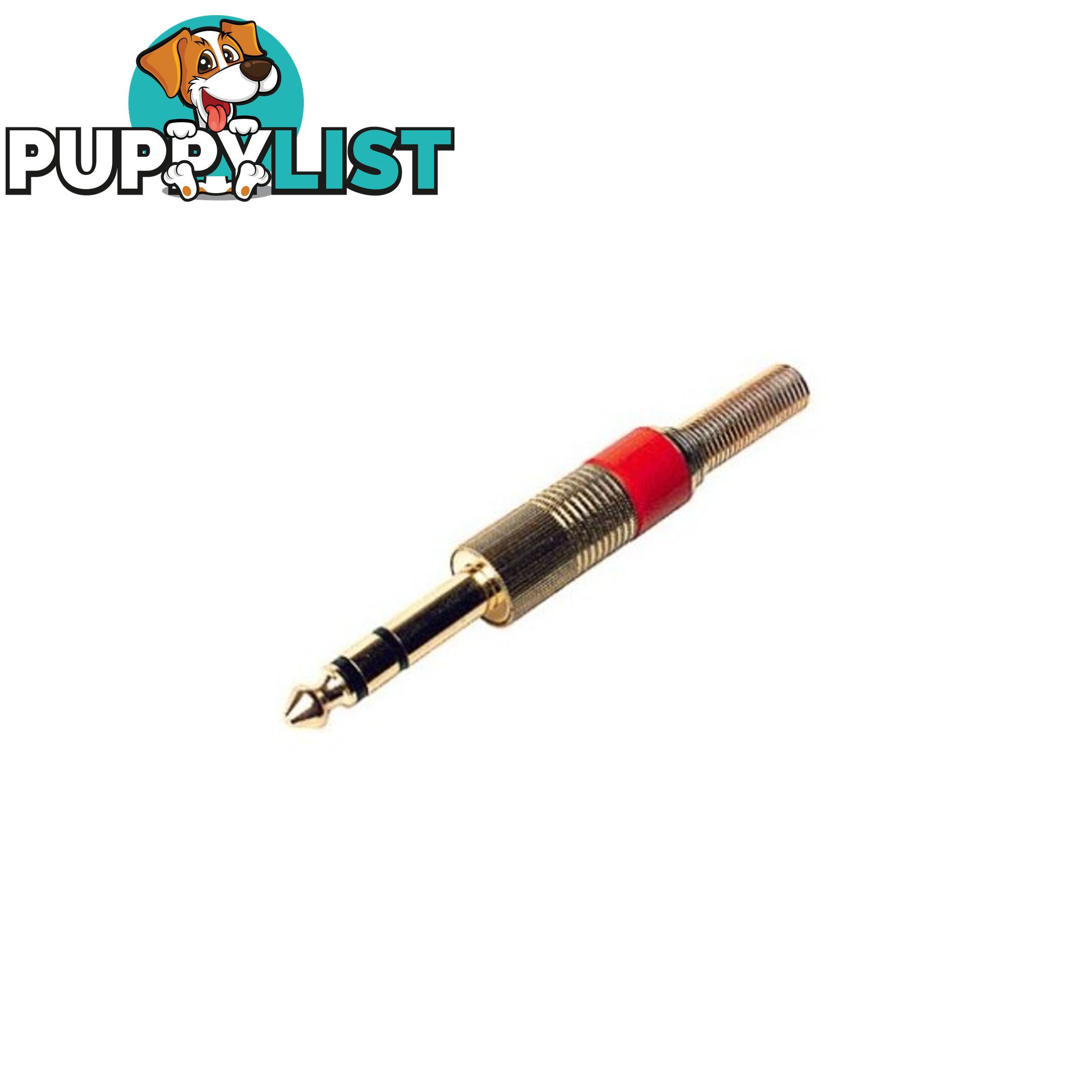 PD1453 6.3MM GOLD STEREO PHONO PLUG RED - SPRING PROTECTION