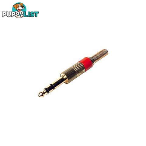 PD1453 6.3MM GOLD STEREO PHONO PLUG RED - SPRING PROTECTION