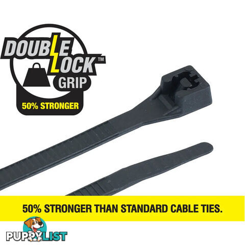 CT290BKDL 280 X 4.3MM DOUBLE LOCK CABLE TIE 100PK BLACK