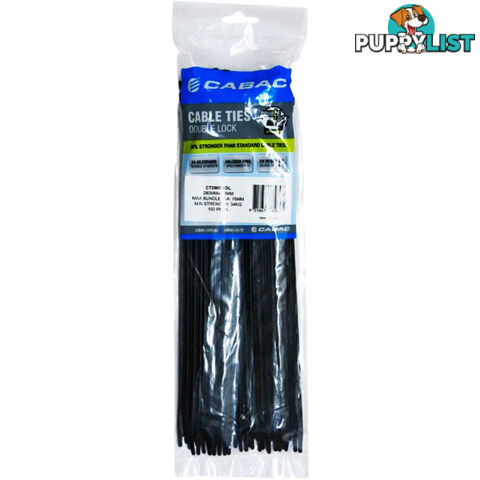 CT290BKDL 280 X 4.3MM DOUBLE LOCK CABLE TIE 100PK BLACK