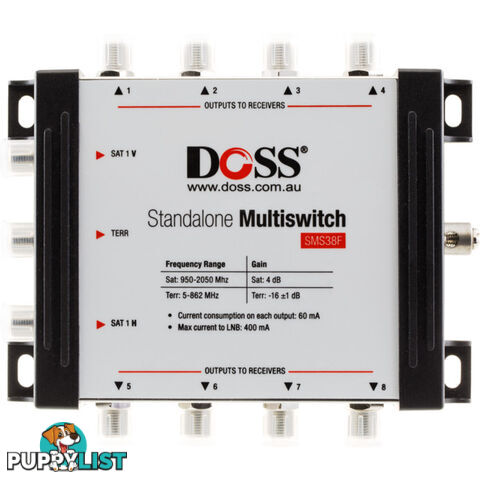 SMS38F 3-IN 8-OUT MULTISWITCH 5-2150MHZ F-TYPE SATELLITE FTA