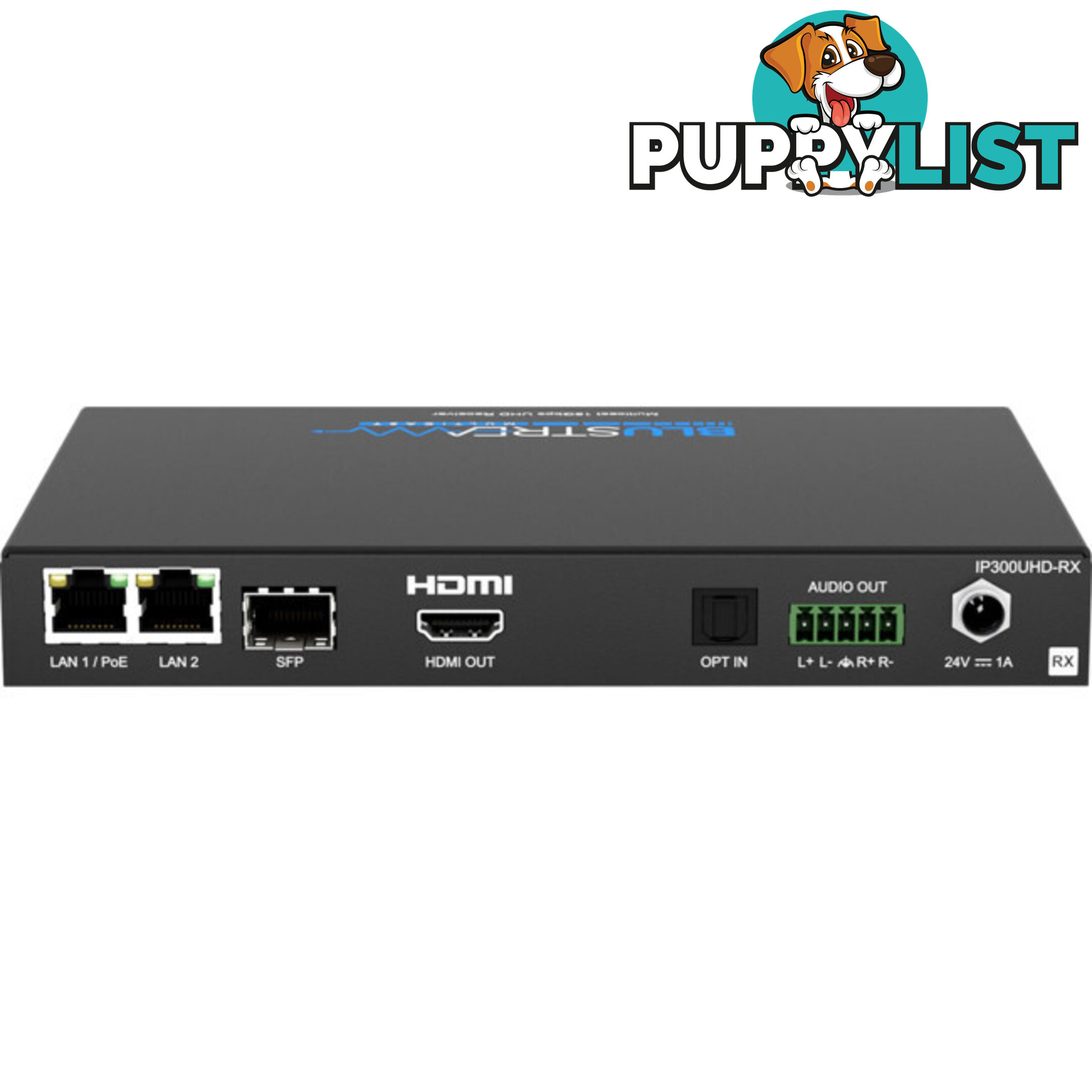 IP300UHDRX IP MULTICAST UHD 18GBPS VIDEO RECEIVER OVER 1GB IR, RS-232 & USB / KVM, POE- HDCP2.2