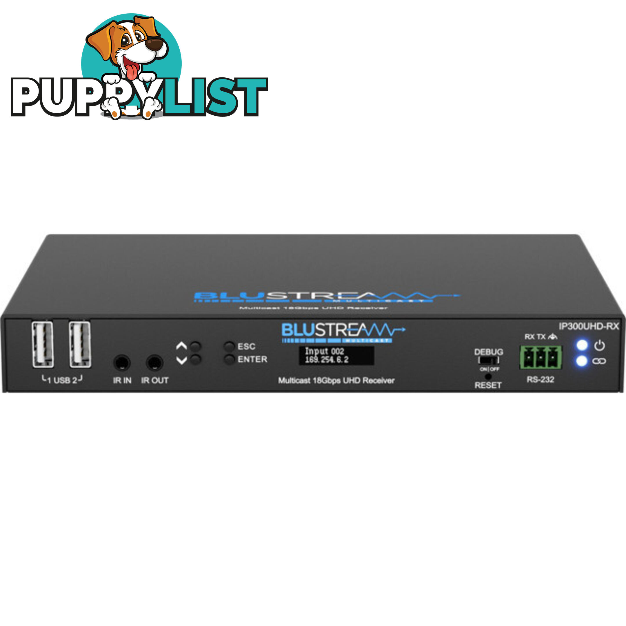 IP300UHDRX IP MULTICAST UHD 18GBPS VIDEO RECEIVER OVER 1GB IR, RS-232 & USB / KVM, POE- HDCP2.2